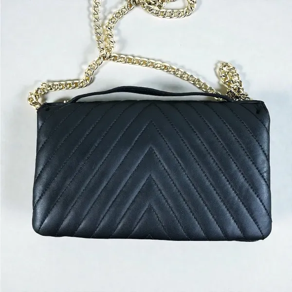 MICHAEL KORS Quilted Leather Sloan Chain Crossbody HandBag Black Clasic Elegant - Image 3