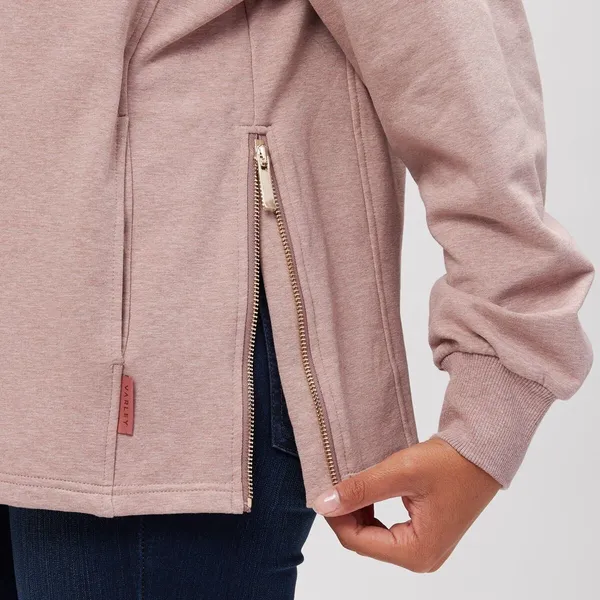 Varley‎ Atlas Sweatshirt Womens Medium Ash Rose Pink Side Zip Funnel Neck - Image 3
