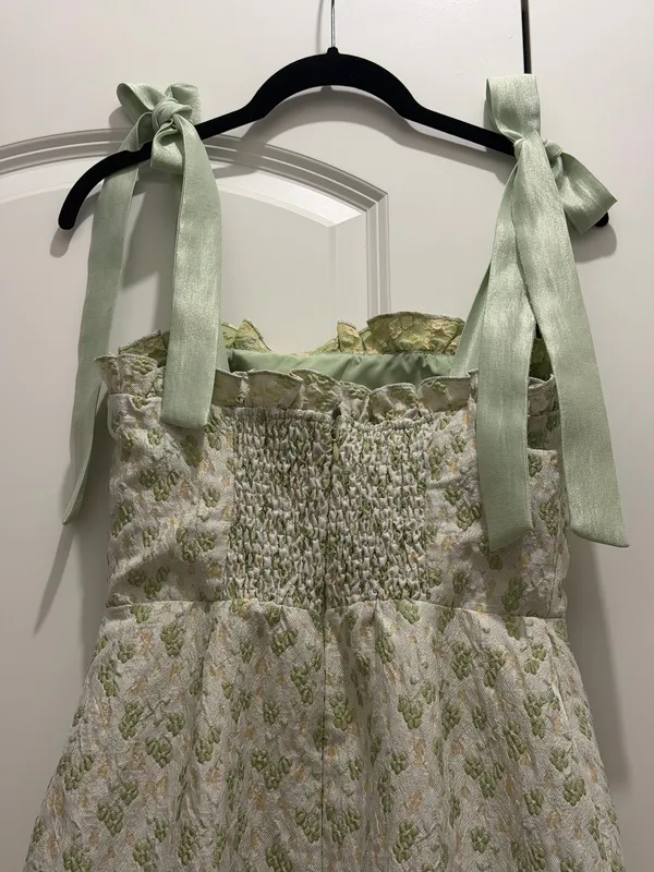 Green floral midi dress size small - Image 7