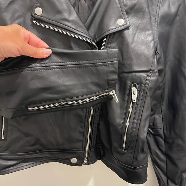 Thread & Supply Womens‎ Black Faux Leather Moto Motorcycle Biker Jacket Small S - Image 4