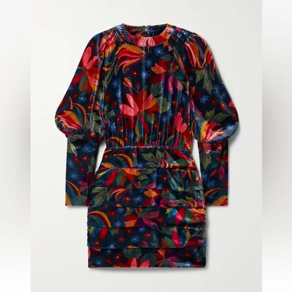 NWT Farm Rio Velvet‎ Dress in Black Banana Sky Size Medium - Image 12