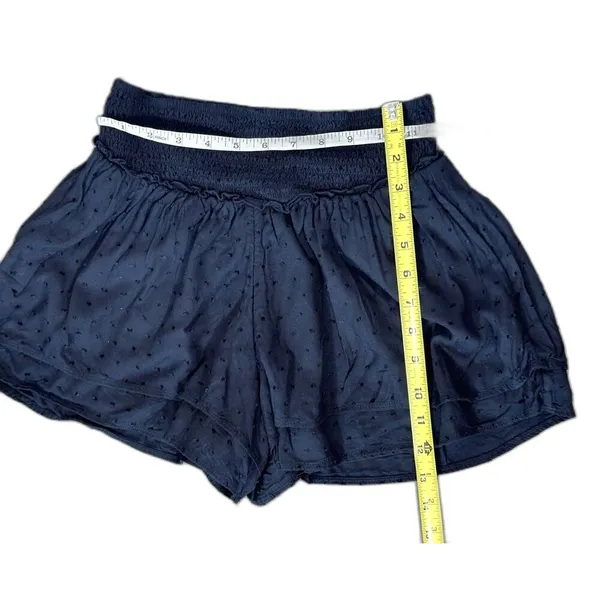 Hollister Black Smocked Skirty Shorts Small Swiss Dot Flowy Coquette Boho Pocket - Image 4
