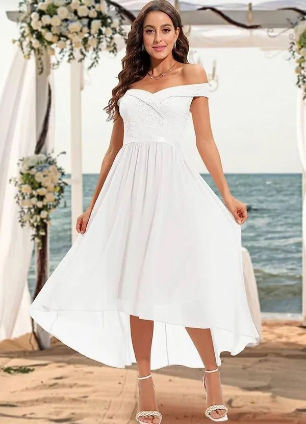 NEW Lace Chiffon Long Dress Off The Shoulder Formal 2X - Image 6