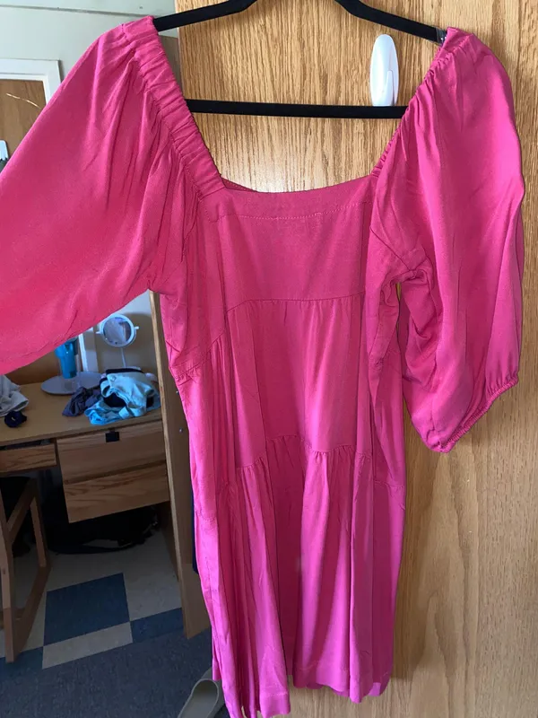 Puff Sleeve Dress Pink - Image 2