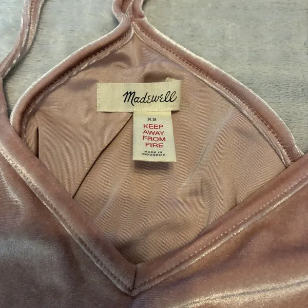 Madewell Blush Pink Crushed Velvet Cami And Shorts Womens XS Casual Sleeveless - Image 3