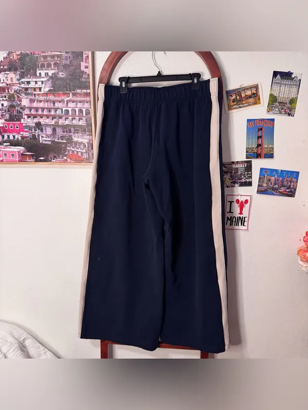 Lululemon Steady State Oversized Track Pants Sweatpants Stripe Navy Wide Leg - Image 4
