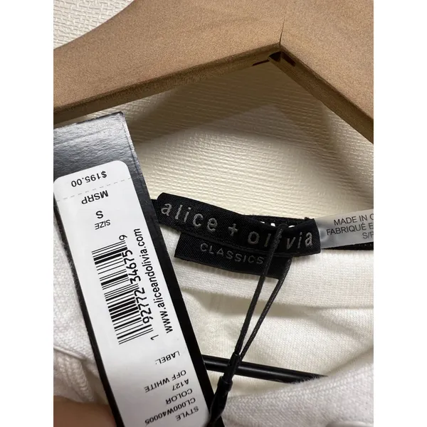 Alice + Olivia Elaine Hoodie Sz S Open Cowl Back French Terry‎ White Sweatshirt - Image 6