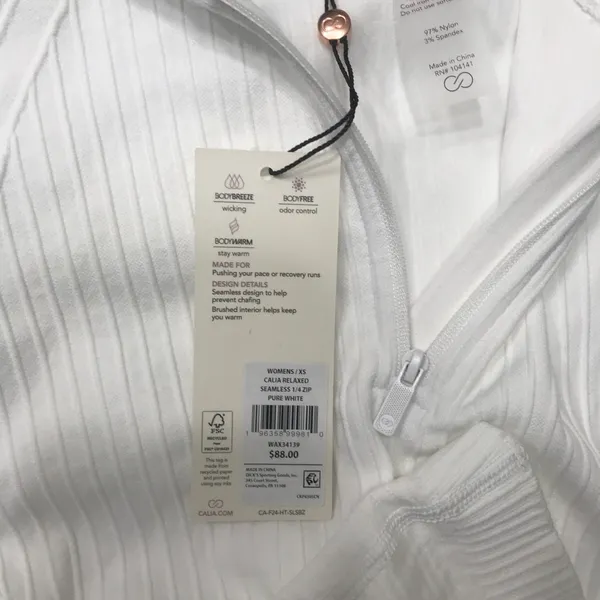 Calia Women's Relaxed Seamless 1/4 Zip Long Sleeve in Pure White size XS NWT - Image 5