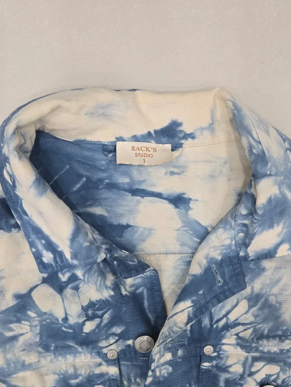 Sack's Tie-Dye Cropped Denim Jacket - Blue & White Size 1 - Image 7