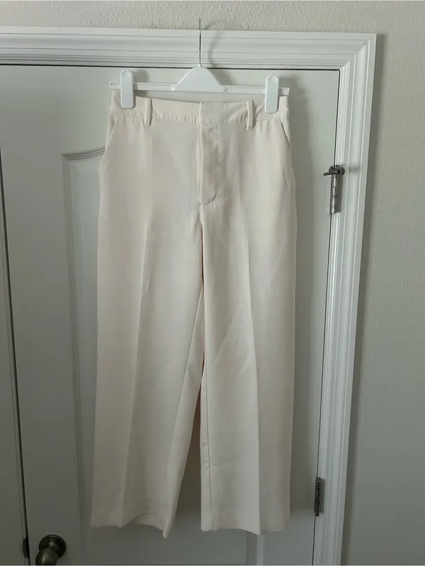 Gap Factory High Rise Easy Straight-Leg Crop Ankle Pants Back Elastic Waist - Image 3