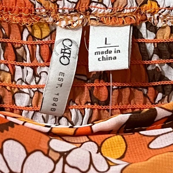 CATO womens size large pullover summer boho top spring bloom tangerine hippie - Image 6