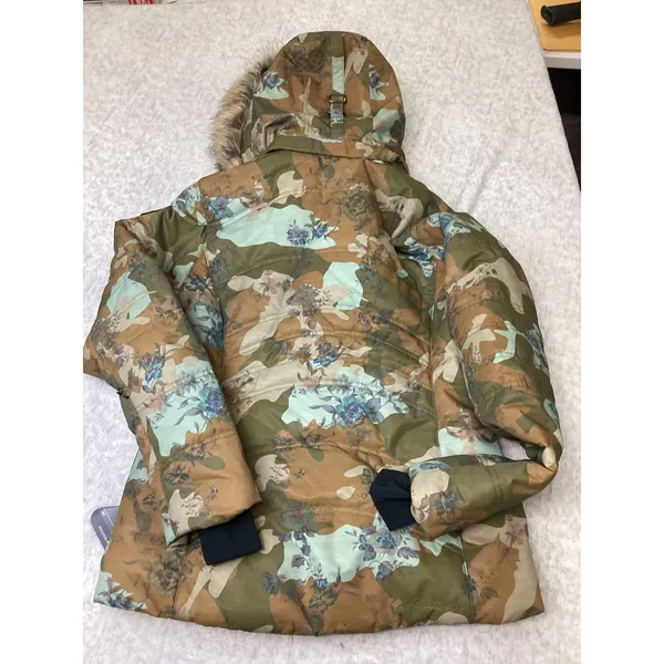 Obermeyer Tuscany II Jacket Vintage Camo Floral Ski Puffer Faux Fur Hood 11225 8 - Image 8