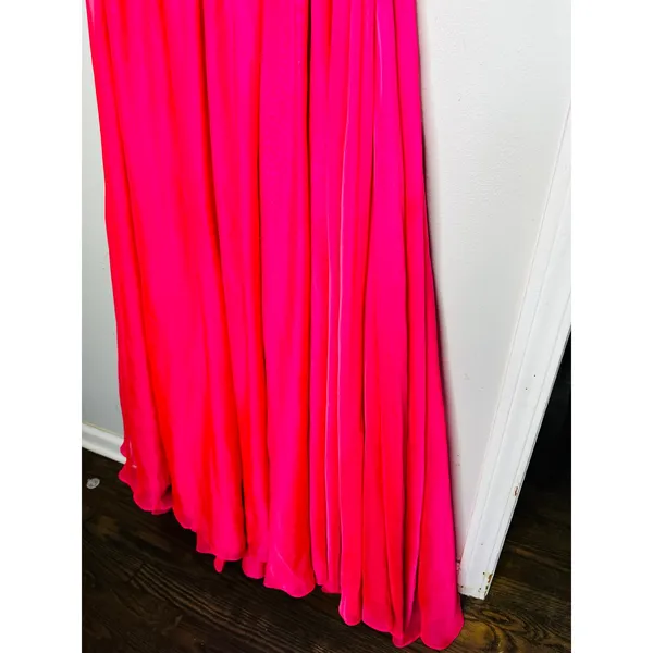 ASHLEYLAUREN Hot Pink Pleated Crystal Pearl Beaded One Shoulder Gown Size 8 - Image 14