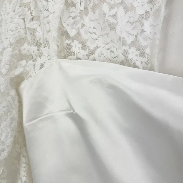 Lulus Prettiest Behavior White Satin Lace Long Sleeve Mini Dress Medium NWT - Image 8
