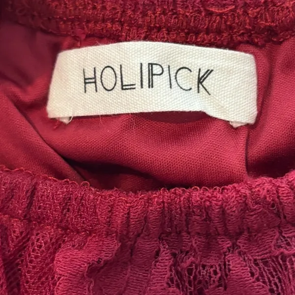 Holipick XXL Magenta Pink Flutter Sleeve Lace Overlay Off-Shoulder Maxi Dress - Image 6
