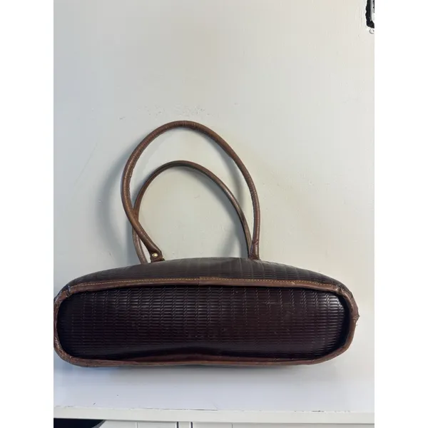 Vtg MC Buenos Aires Woven Brown Argentina Leather Satchel Bowling Bag Embossed - Image 5