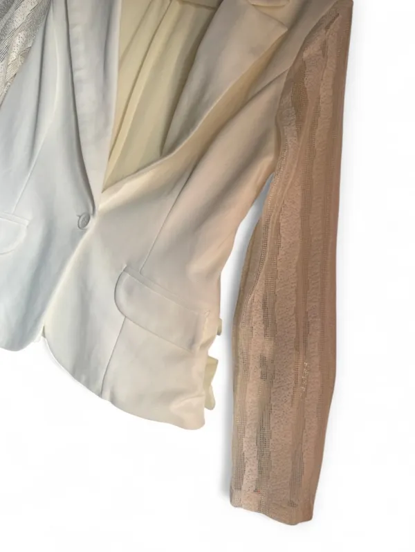 San Women's Cream Lace-Sleeve Blazer - Image 4