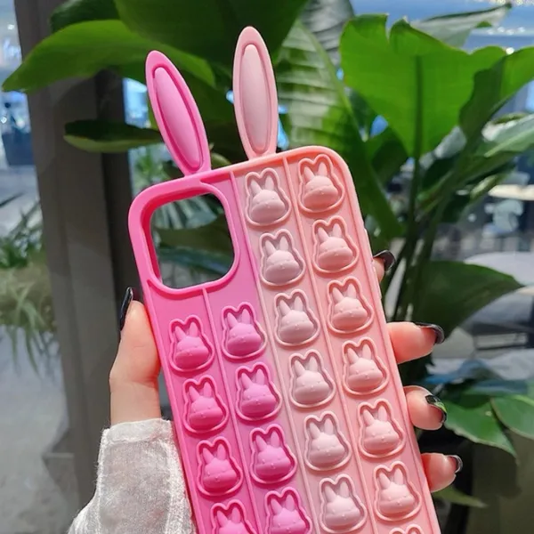 Cute Pink Ombre Bunny Pop-It Phone Case - Women Accessories - Image 4