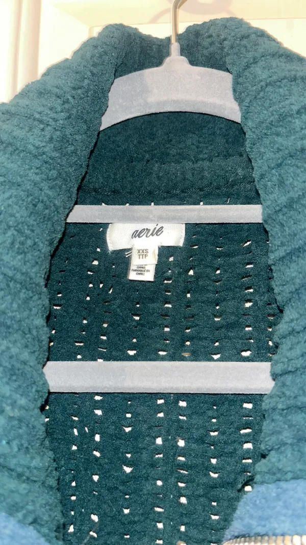 Dark green aerie knit sweater quarter zip - Image 3