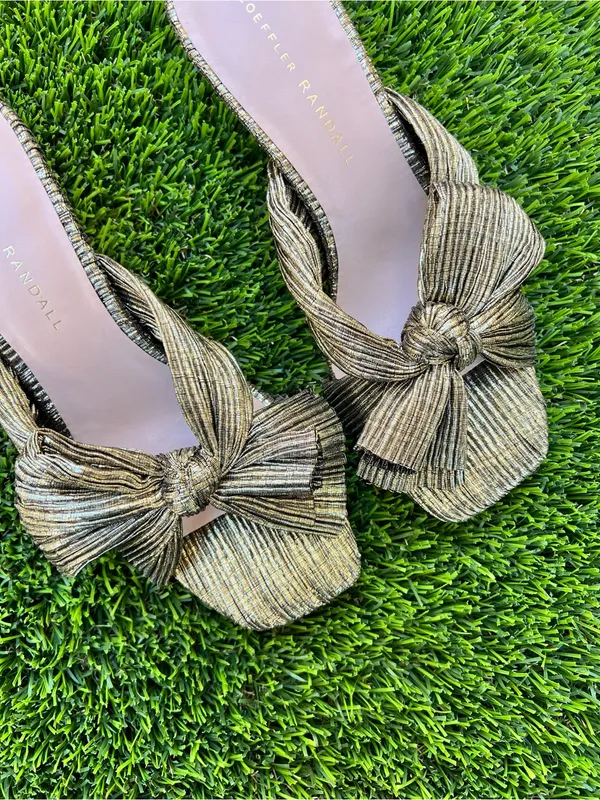 Loeffler Randall‎ Claudia Metallic Ribbon Heel Sandals Size 37 US 7 B Open Toe - Image 2