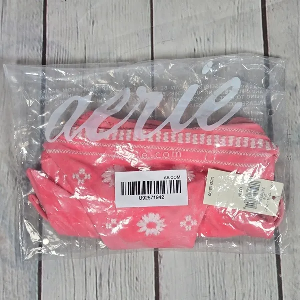 Aerie Embroidered Tie Cheekier Bikini Bottom in Strawberry M‎ NWT - Image 8