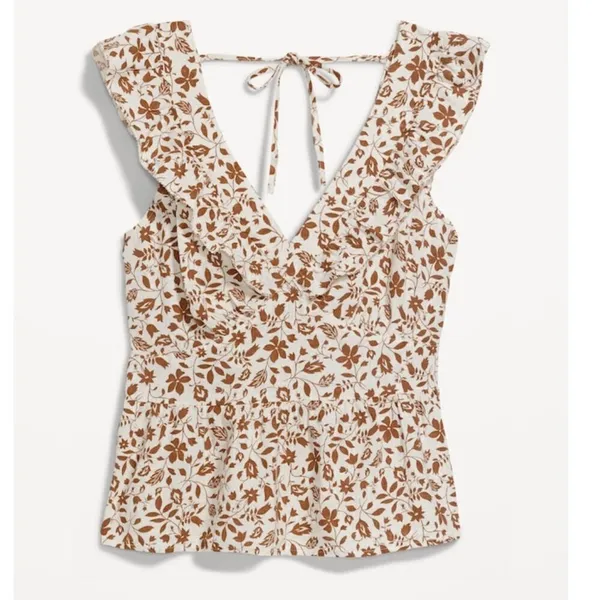 Women's Old Navy Flutter-Sleeve Floral V-Neck Tie-Back Top - Image 7