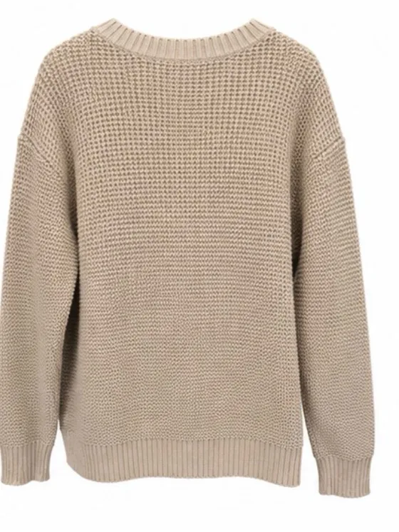 Duluth Trading Co Heritage Shaker Stitch Sweater Size L Beige - Image 3