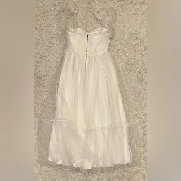 NEW PETAL & PUP Floret Bow Strap Sweetheart Neck Maxi Dress White sz XL - Image 6