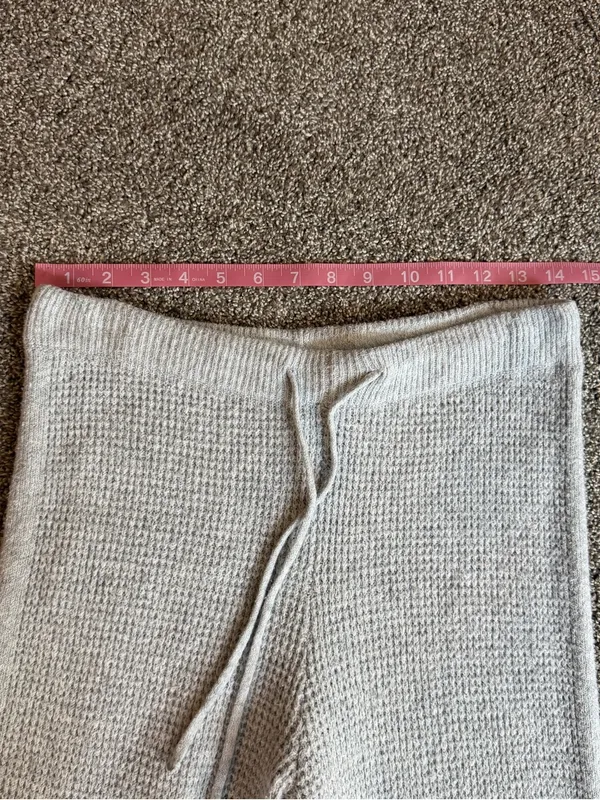 Aerie Gray Waffle Knit Wide Leg Lounge Pants Drawstring Size Small - Image 6
