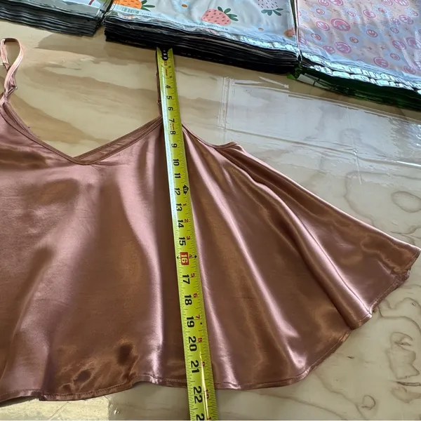 Enza Costa Satin Strappy Satin Swing Style Camisole‎ Bronze Large - Image 10