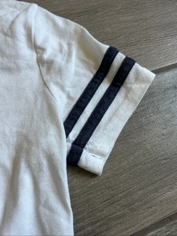NFL cowboys White V-Neck Tee with Navy Star and Sleeve Stripes - Image 4