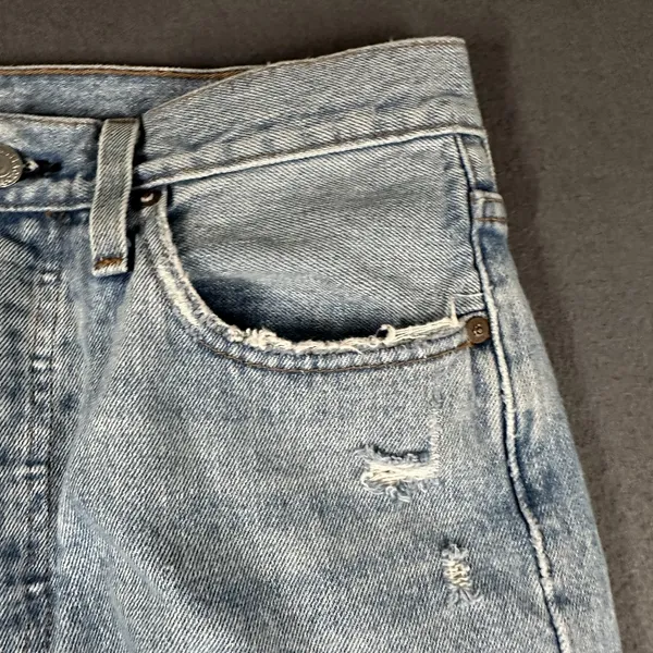 Levis 501 Skinny Jeans Womens 28 Premium Light Button Fly High Rise Distressed - Image 5