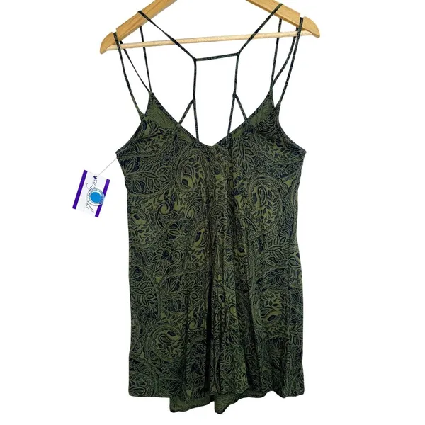 Abercrombie & Fitch Green Paisley Strappy Sleeveless Mini Dress Womens Size XS - Image 2