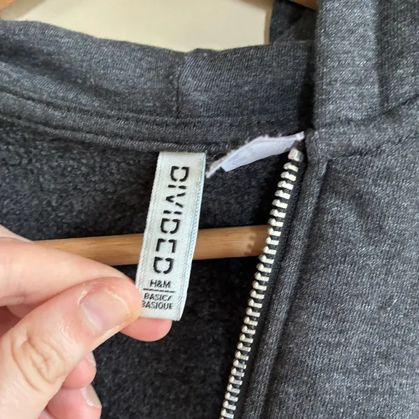 H&M Divided Cropped Zip Up Hoodie Small Dark Gray Womens Fleece Sweatshirt - Image 3