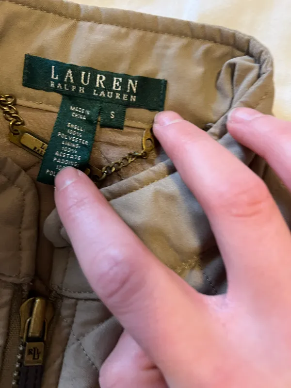 Ralph Lauren Tan Quilted Vest With Brass Buttons - Image 4