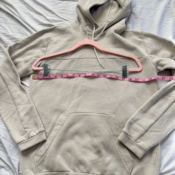Adidas Beige Oversized Pullover Hoodie Size S - Image 6