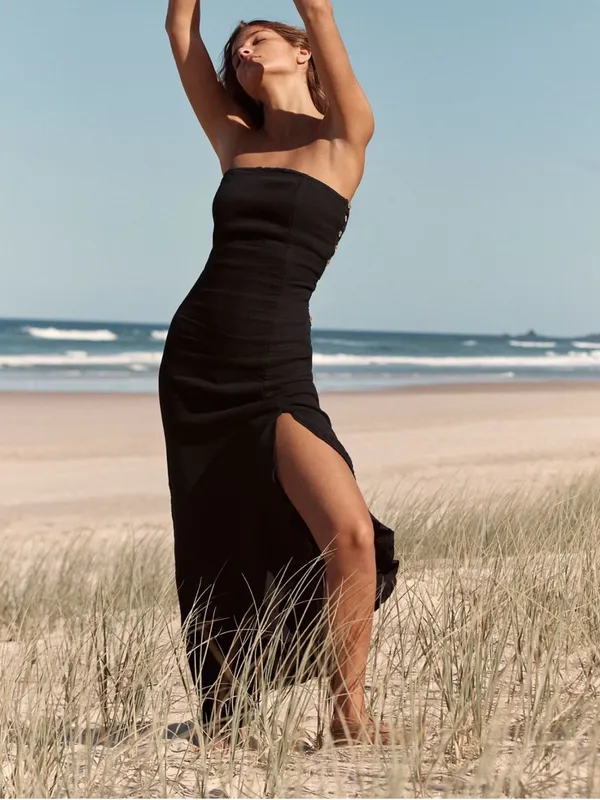 FREE PEOPLE Made Me Blush Midi Dress in Black - Image 2