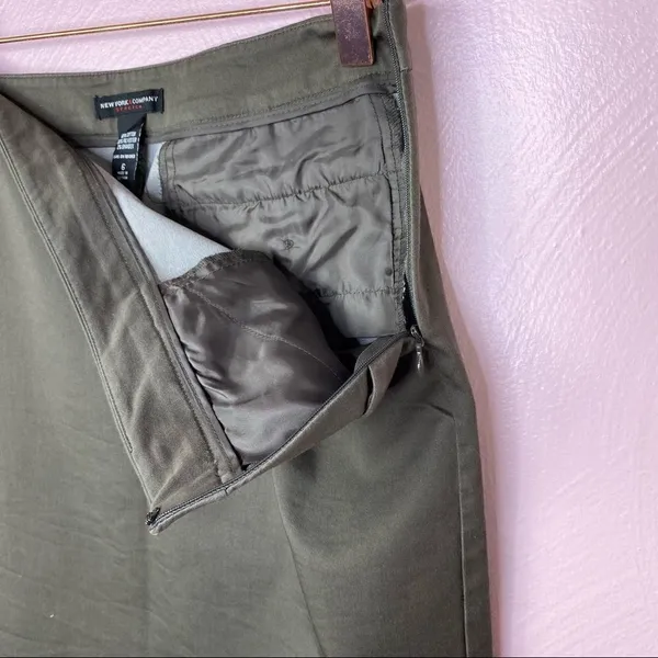 New York & Company Stretch Twill Khaki Pencil Skirt‎ Olive 6 - Image 6