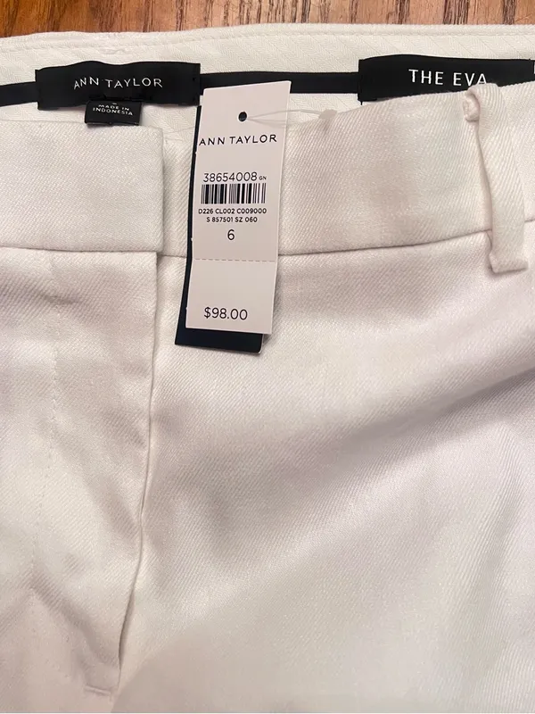 Ann Taylor Linen Blend‎ Eva Mid-Rise Slim Leg Tapered Ankle Pants White Size 6 - Image 9