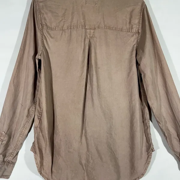 American Eagle Button Down Shirt Boyfriend Fit Women’s SM‎ Taupe PREOWNED - Image 2