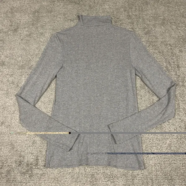 Enza Costa Top Womens Large Sparkle Metallic Ribbed Gray Stretchy Shirt USA - Image 6