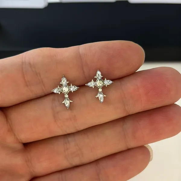 CZ Cross Stud Earrings for Men Women Streetwear Punk Hip Hop Unisex Style - Image 5