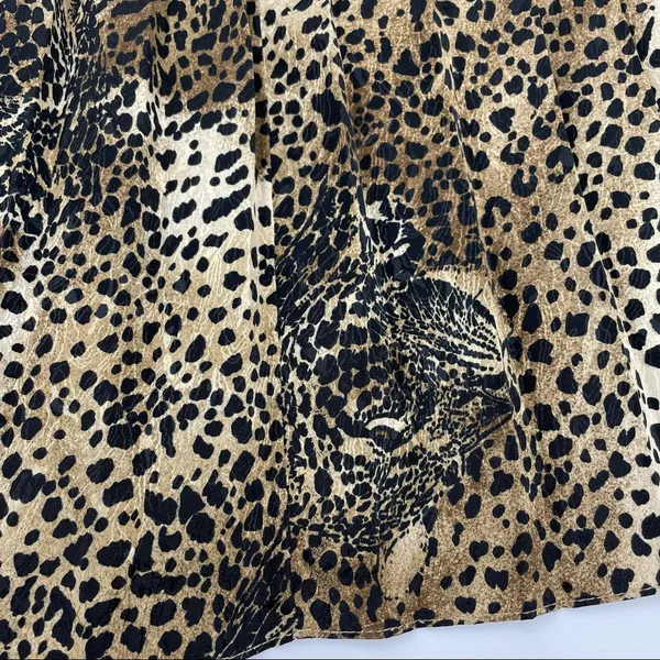 Vintage Hidden Leopard Faces Pleated Skirt Animal Print‎ 80s Drama Eclectic Fun - Image 4