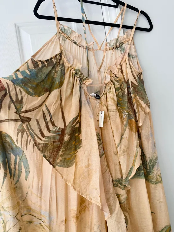Tropical Print Oversized Flowy Dress, Size XS - Image 9