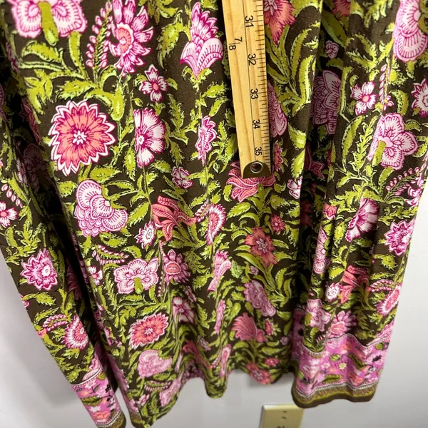 J Jill Maxi Dress XS Floral Brown Pink Boho Forest Fairy Cottagecore Earthy‎ - Image 7