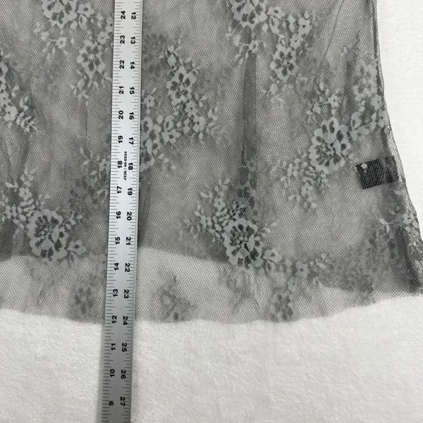 POL Womens Gray Floral Sheer‎ Lace Mesh Long Sleeve Top JFT676 Size Medium - Image 4