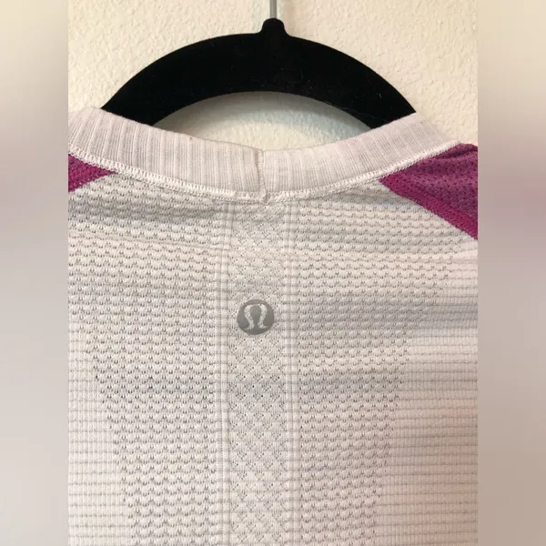 lululemon White and Purple Swiftly Tech Long-Sleeve Shirt Size 6 - Image 7