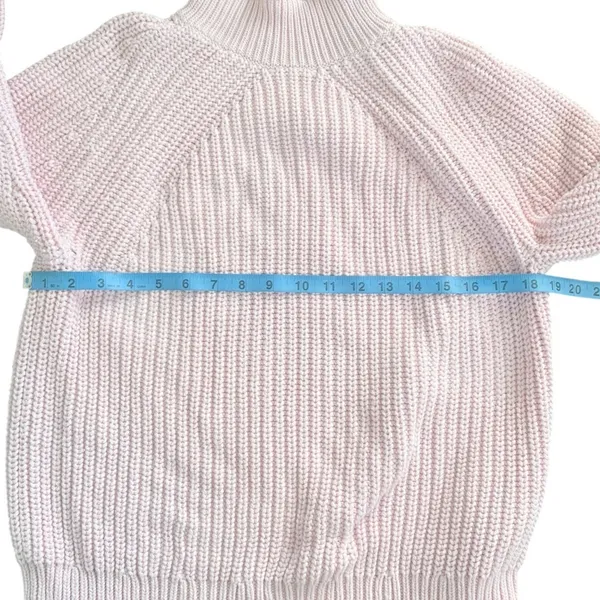 J.Crew Pink Shaker Stitch Mock Neck Cotton Sweater BE159 Medium EUC - Image 4