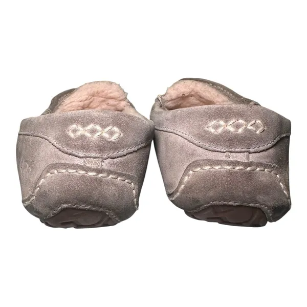 UGG Ansley Suede Shearling Moccasin Slippers Grey House Shoes Womens‎ Size 9 M - Image 3