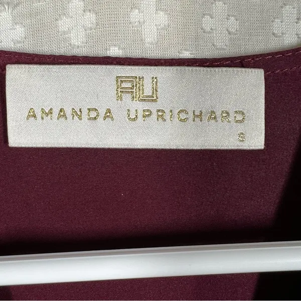 Amanda‎ Uprichard Maroon Silk Long Sleeve Wrap Front Top - Image 2